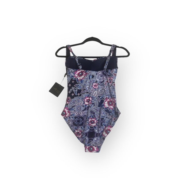 new Nip Tuck Swim ✿ Tummy Control One Piece Swimsuit ✿ Black Floral Paisley ✿ 6 - Picture 4 of 16